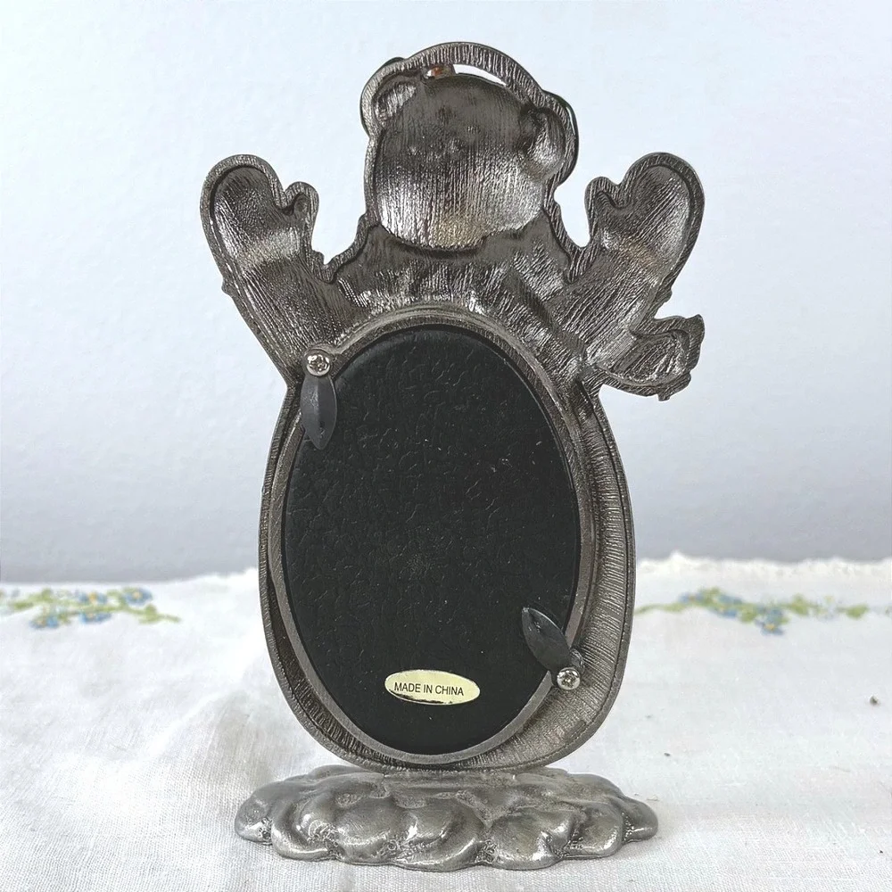 Snowman Pewter Finish Metal 2x3 Picture Frame Holiday Christmas Decor